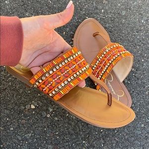 Jessica Simpson beaded flip flops